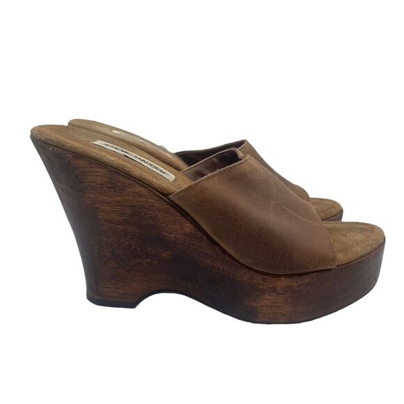 Steve Madden  "Lounge" Leather and Wood Platform Sz 9 1/2 B - Picture 2 of 10